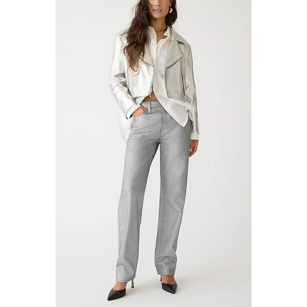 J.Crew Collection slouchy-straight jean in silver
